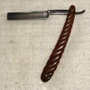 Antique Challenge Razor Works straight razor with Catalin or Bakelite handle